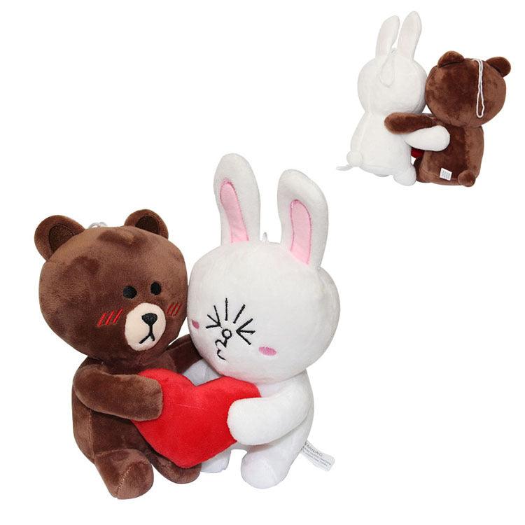 Cute Teddy Bear and Bunny in Love Plush Doll, Valentines Day Plush Toy Teddy bears Plushie Depot