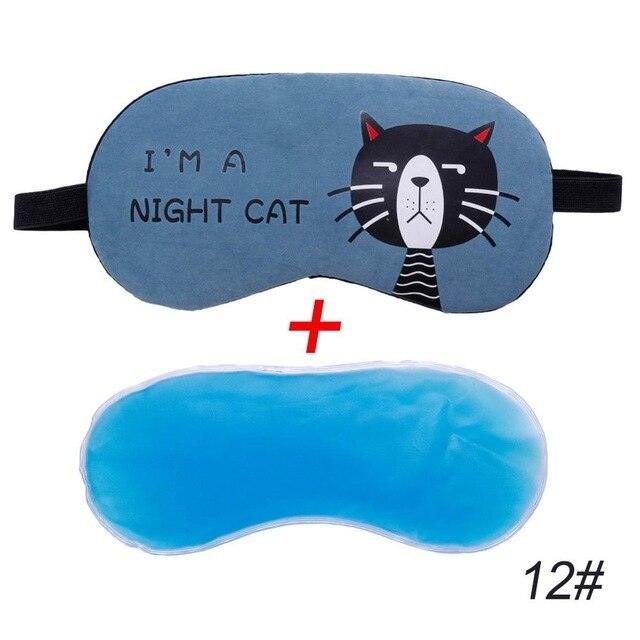 Cute Cat Cartoon Travel Sleep Mask 12 With Ice Gel-Blue Sleep Masks Plushie Depot