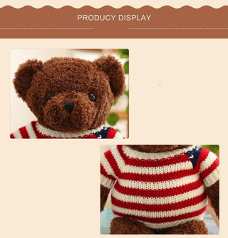 Teddy Bear with Crested Sweater in Cream and Brown Plushie Depot
