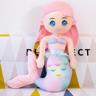 Colorful Mermaid Plush Toys Pink blue eyes - Plushie Depot