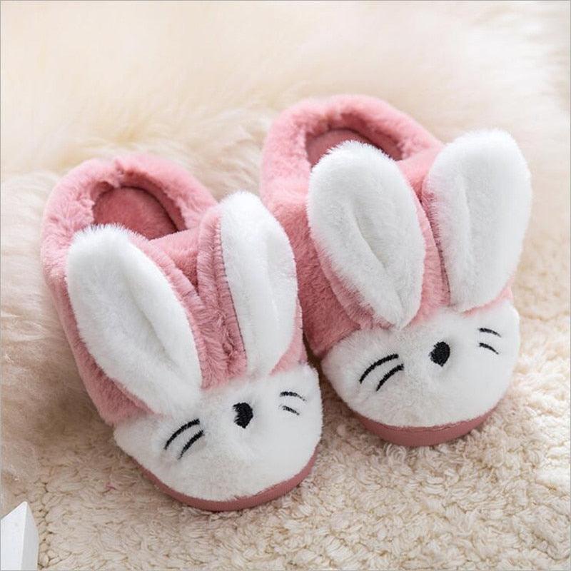 Children's Indoor Cotton Plush Bunny Rabbit Slippers, Warm Plushy Slippers for Kids Slippers Plushie Depot