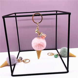 Ice Cream Keychain Cute Bag Cartoon Plush Pink Keychains - Plushie Depot