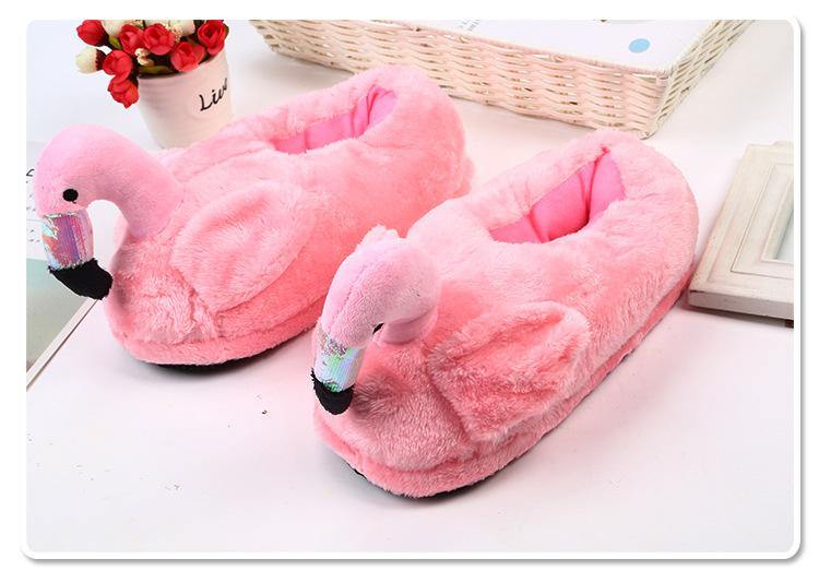 Flamingo plush slippers Pink Whole package Slippers Plushie Depot