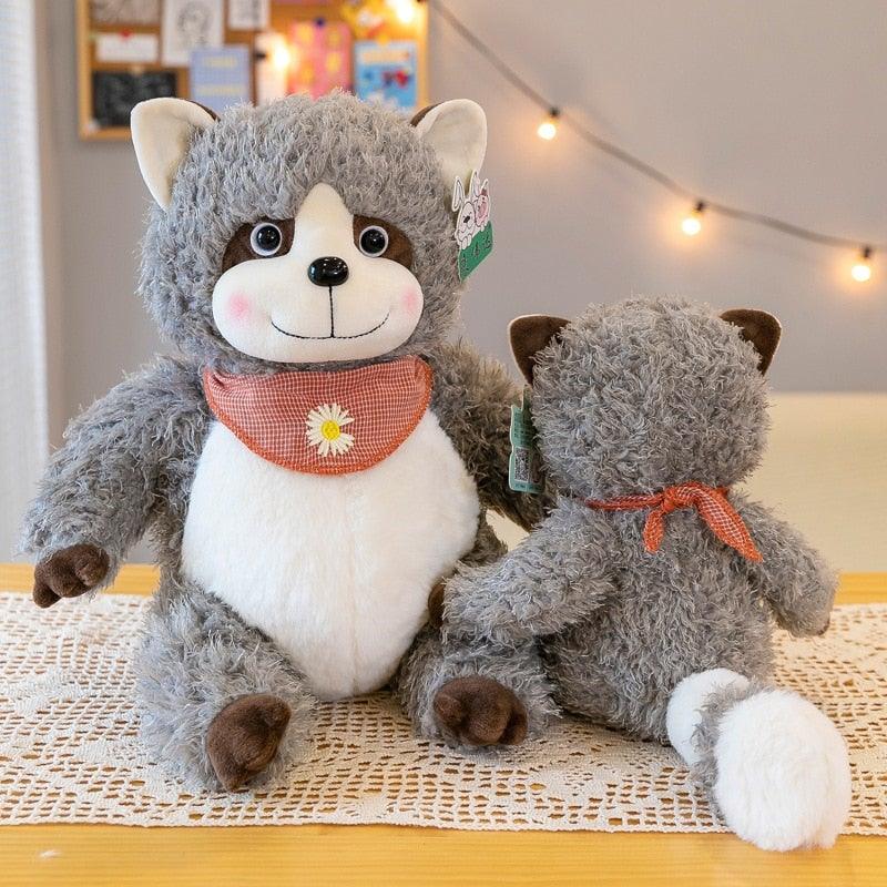 Gray Soft Raccoon Plush Pillow Stuffed Animals - Plushie Depot