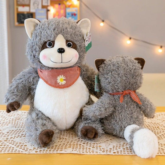 Gray Soft Raccoon Plush Pillow Stuffed Animals Plushie Depot