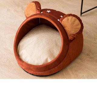 Adorable Pet Beds, Semi-closed, Plush Thickened for Cats and Small Dogs Brown Plushie Depot