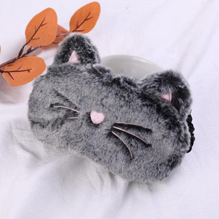 Plush Cute Grey Cat Eye Sleeping Mask - Plushie Depot