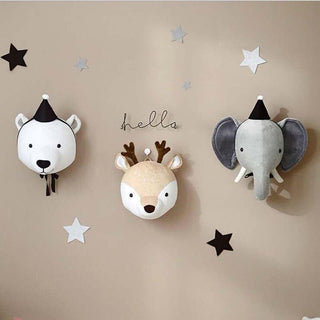 Cute Animals Elephant Head Stuffed Plush Doll Kids Bedroom Decor Wall Decor - Plushie Depot
