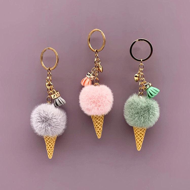 Ice Cream Keychain Cute Bag Cartoon Plush Keychains Plushie Depot