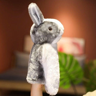 Animal Hand Puppets gray rabbit 10” Stuffed Toys - Plushie Depot