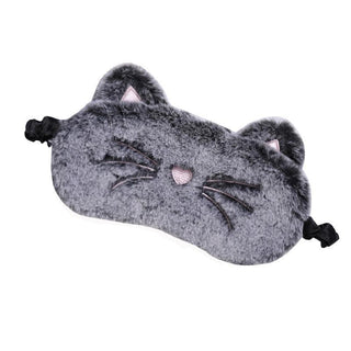 Plush Cute Grey Cat Eye Sleeping Mask Plushie Depot