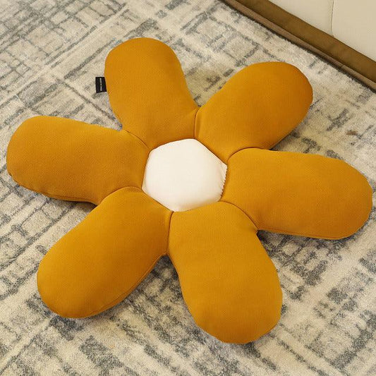 Cute Floor Flower Plush Pillow Brown Pillows - Plushie Depot