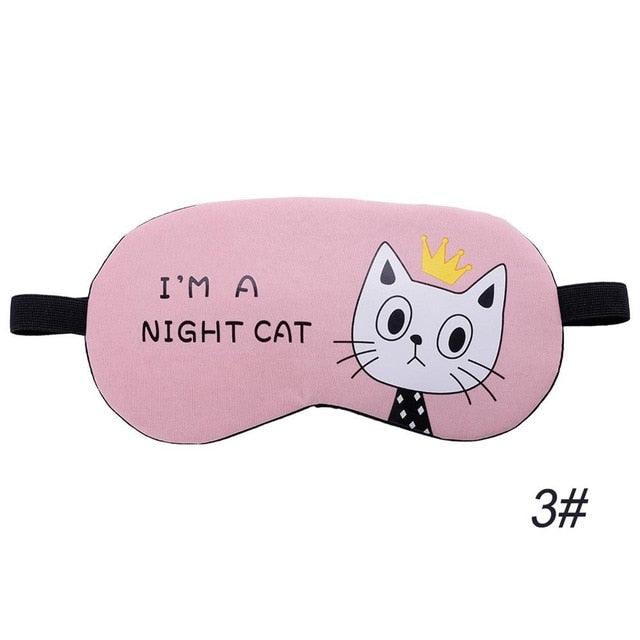 Cute Cat Cartoon Travel Sleep Mask 3 NO Ice Gel-Pink Sleep Masks Plushie Depot
