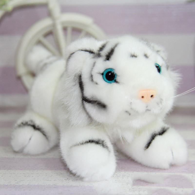 Simulation tiger plush toy White 18cm lie Plushie Depot