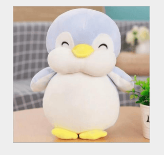 Chubby Happy penguin Stuffed Plush Doll Light Blue Plushie Depot
