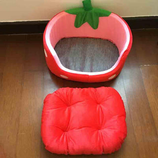 Strawberry Shaped Small Dog and Cat Pet Bed Plushie Depot