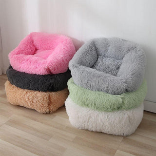 Square Dog & Cat Pet Bed for Medium Pets, Super Soft Warm Plush & Comfortable Plushie Depot