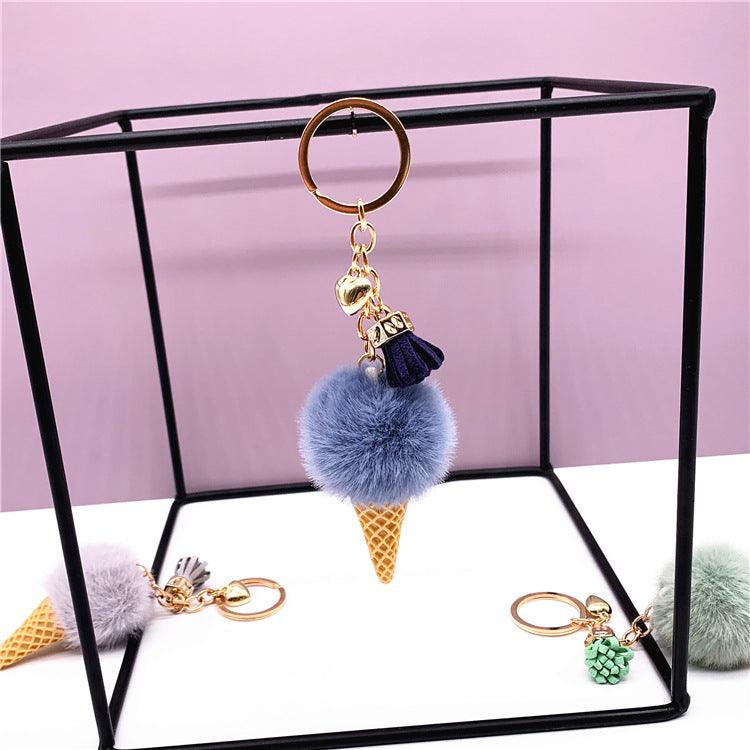 Ice Cream Keychain Cute Bag Cartoon Plush Blue Keychains Plushie Depot