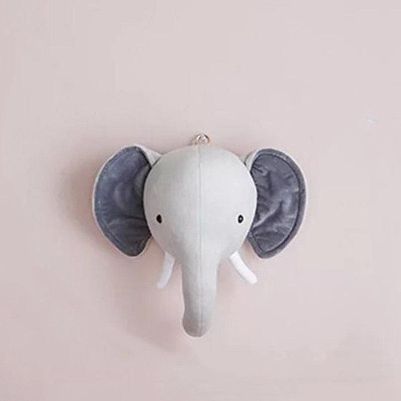 Cute Animals Elephant Head Stuffed Plush Doll Kids Bedroom Decor Wall Decor Plushie Depot