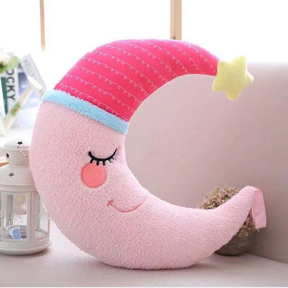 Lovely Stuffed Moon Shaped Pillow Pink Pillows - Plushie Depot