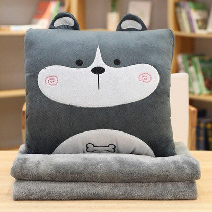 Adorable Stuffed Animal Cat, Dog & Dinosaur Plush Toy Cushion with Blanket d 100x170cm Blankets Plushie Depot