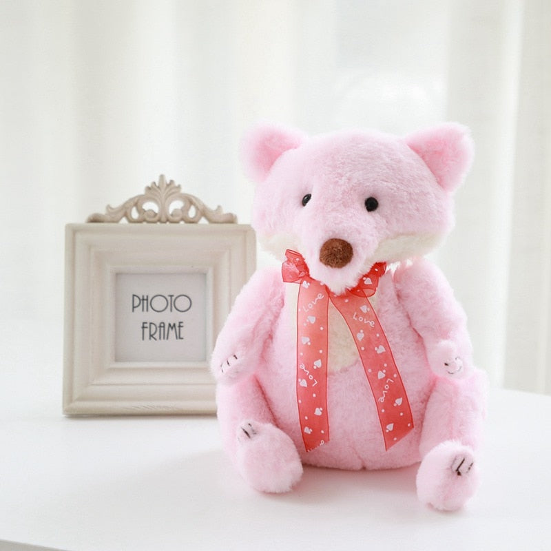 Cute Bowtie Fox Plushies Pink Stuffed Animals - Plushie Depot