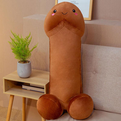 Happy Big Dick / Penis Plush toy pillow Brown Plushie Depot