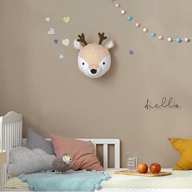 Cute Animals Elephant Head Stuffed Plush Doll Kids Bedroom Decor Deer Wall Decor Plushie Depot