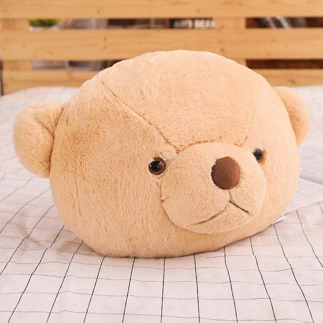 Big Head Bears Pillow Plush Toys 15" Light Brown Stuffed Animals Plushie Depot