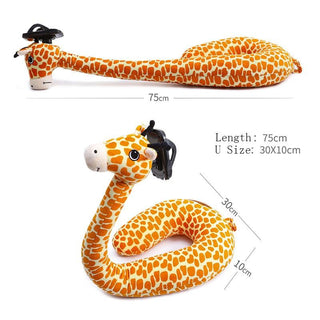 12" x 29.5" Creative 2 In 1 Hands Free U-shaped Plush Neck Pillow in Various Animal Shapes with Lazy Phone Holder Plushie Depot