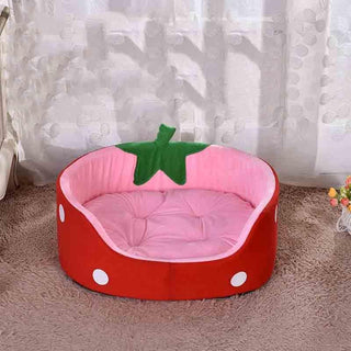 Strawberry Shaped Small Dog and Cat Pet Bed Pet Beds - Plushie Depot