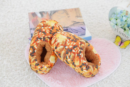 Baked Bread Plush Slippers 35 40 Melon bread Slippers - Plushie Depot