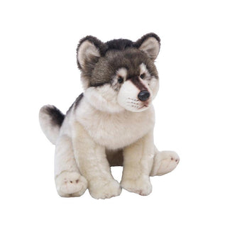 15" Simulation Wolf Plush Toy, Realistic Gray Wolf Plushy - Plushie Depot