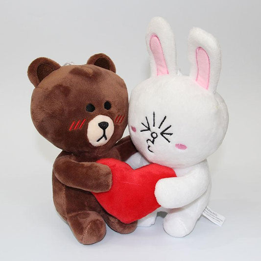 Cute Teddy Bear and Bunny in Love Plush Doll, Valentines Day Plush Toy Teddy bears Plushie Depot