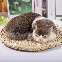 Hyper Realistic Sleeping Cat Plush Dolls Brown Stuffed ANimals - Plushie Depot