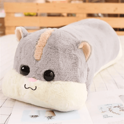Long Hamster Stuffed Plush Pillow Grey - Plushie Depot