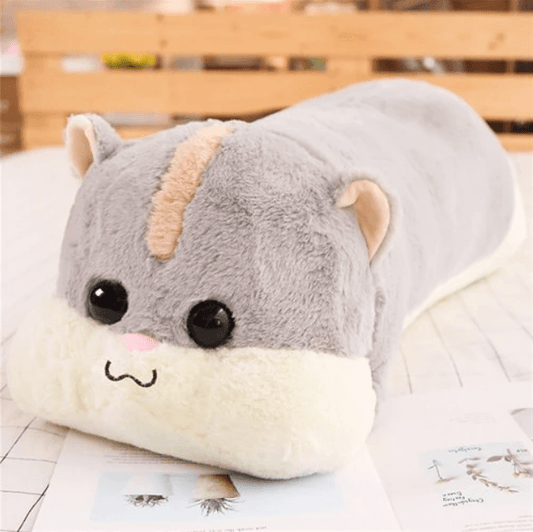 Long Hamster Stuffed Plush Pillow Grey Plushie Depot