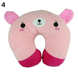 Cute Animal Neck Rest Pillows Pink 12" x 11" Plushie Depot