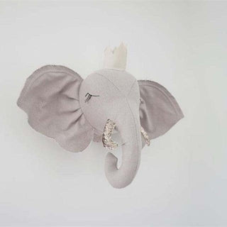 Nordic Plush Head 3D Stuffed Animal Heads Gray Elephant Plushie Depot