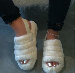 Plus size thick bottom plush slippers White Plushie Depot