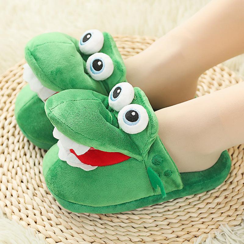 Crocodile Cotton Slippers Mouth Will Move Plush Cute Slippers Plushie Depot
