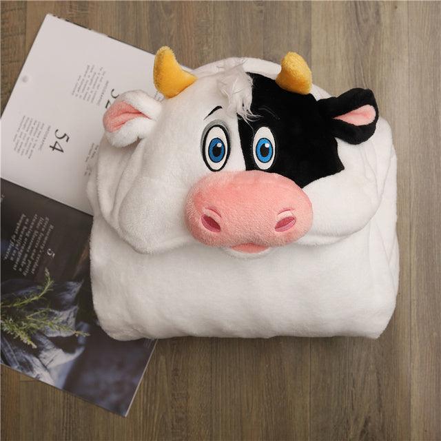 Soft and Funny Animal Cosplay Blanket Cloaks 5' 7" L Cow Blankets Plushie Depot