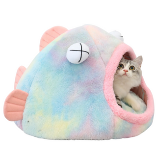 Cute Colorful Fish Cat Nest Bed Plushie Depot