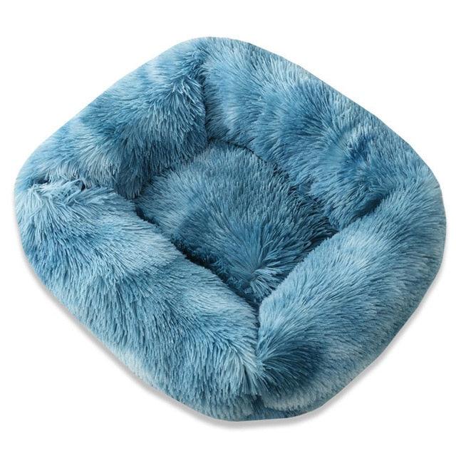 Square Dog & Cat Pet Bed for Medium Pets, Super Soft Warm Plush & Comfortable Colorful blue Pet Beds Plushie Depot