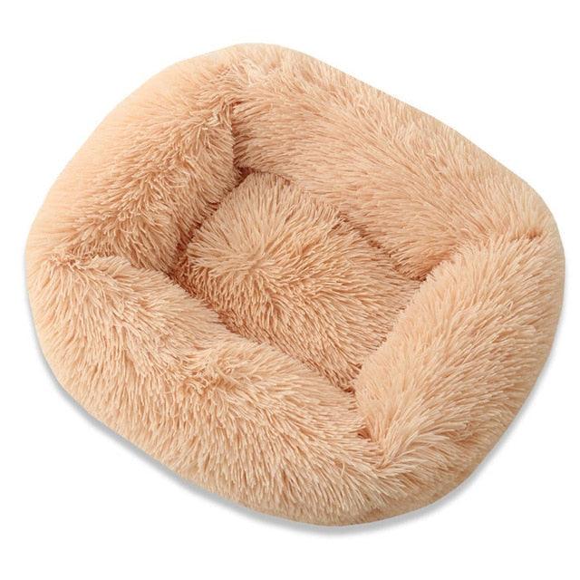 Square Dog & Cat Pet Bed for Medium Pets, Super Soft Warm Plush & Comfortable Champagne Pet Beds Plushie Depot