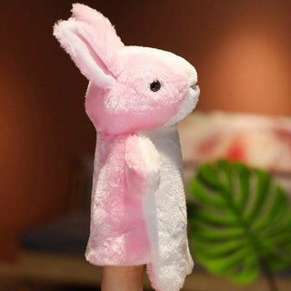 Animal Hand Puppets pink rabbit 10” Stuffed Toys - Plushie Depot