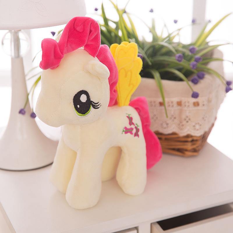 Cute rainbow pony plush doll Pale yellow 30cm Plushie Depot