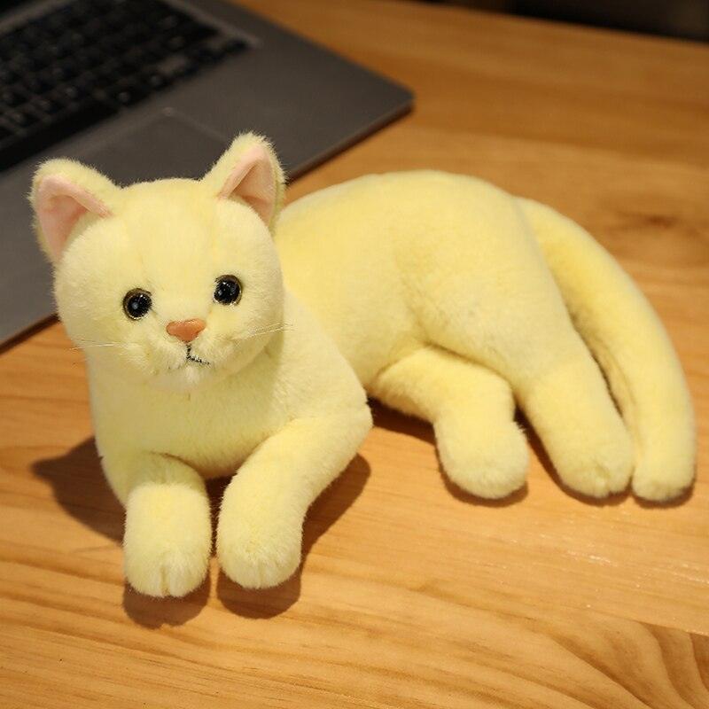 Kawaii Realistic Kitty Cat Plushies Yellow Stuffed Animals Plushie Depot