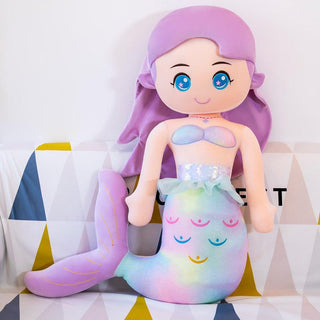 Colorful Mermaid Plush Toys Purple blue eyes - Plushie Depot
