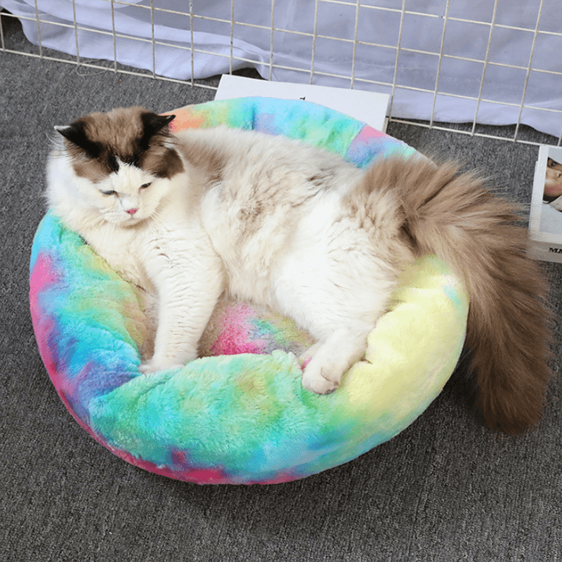 Round Plush Pet Dog Bed, Waterproof Bottom and Super Soft Pet Beds Plushie Depot
